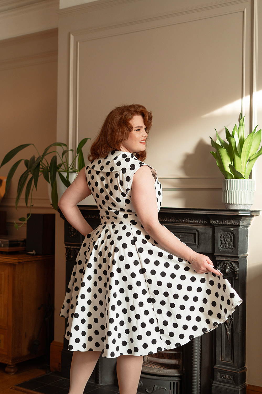 Clarissa Polka Dot Swing Dress in Extended Sizing